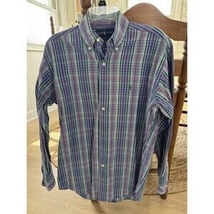 Polo Ralph Lauren Blake Shirt Mens Small Blue Green Red Stripe Cotton